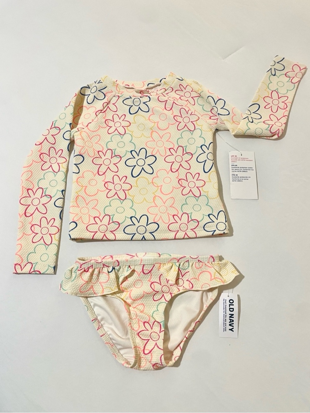 Old Navy Kids Floral Long-Sleeve Rash Guard Set - 3T